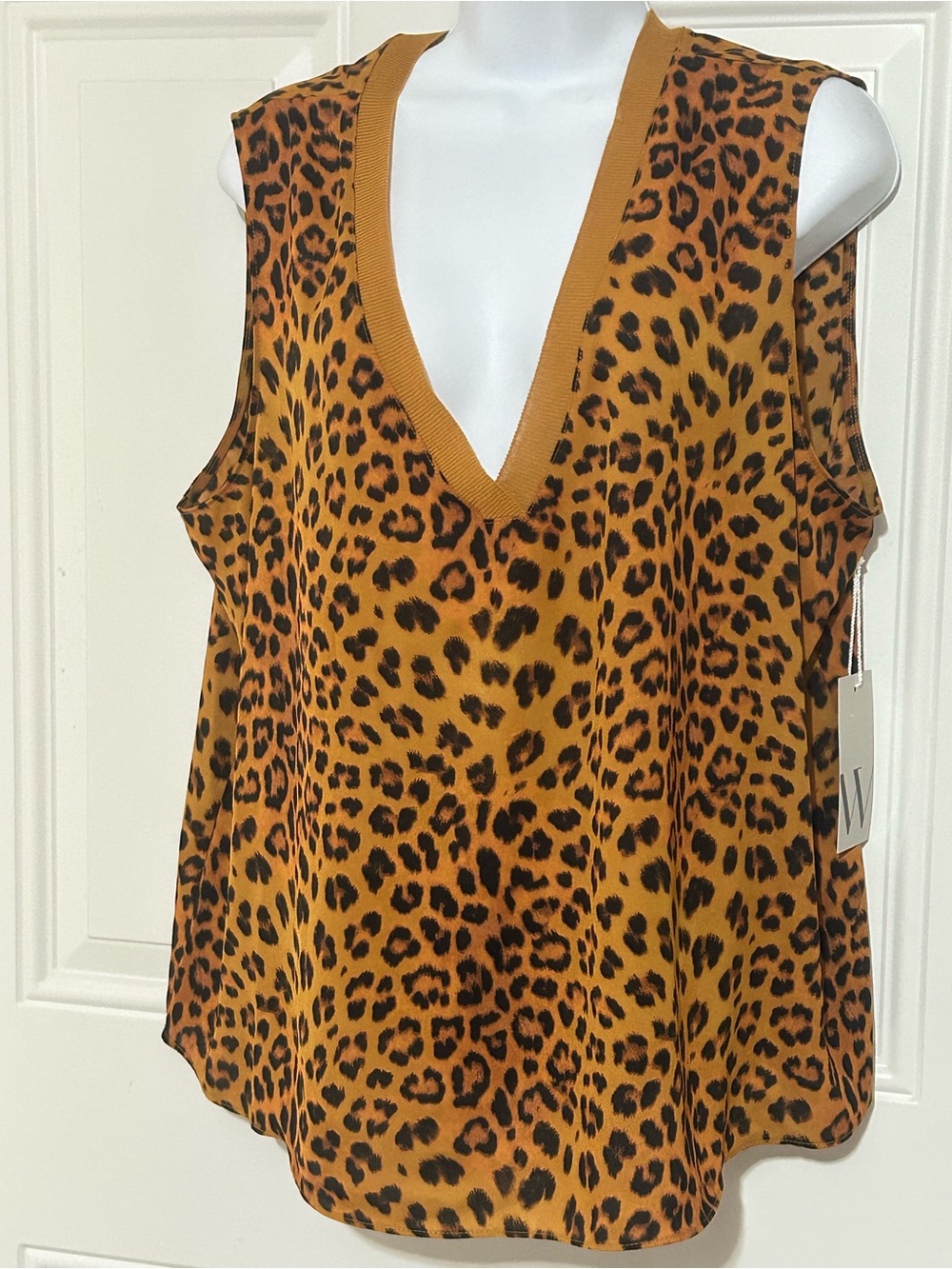 Worthington Leopard Print V-Neck Sleeveless Tank - Brown & Black